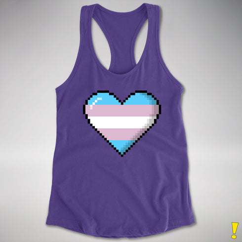 Transgender Pride 8-Bit Pixel Heart Racerback Tank - Purple